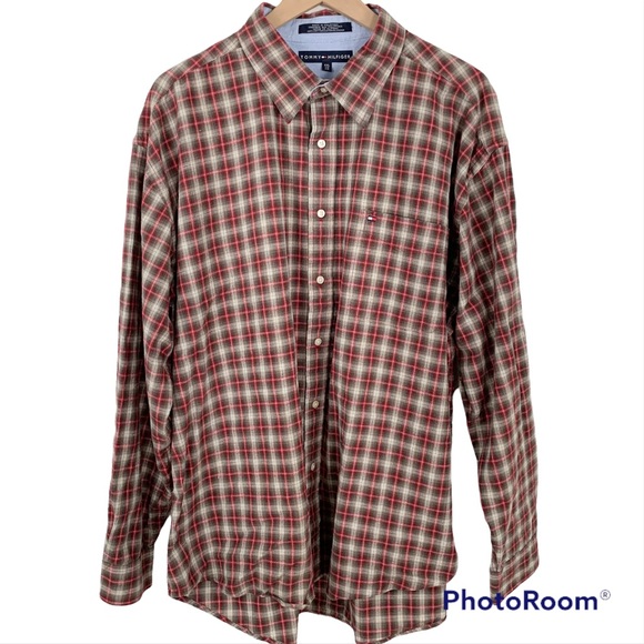 Tommy Hilfiger Other - Tommy Hilfiger Mens Plaid Red Button Down Long Sleeve Shirt Size XXL